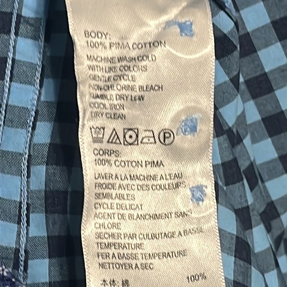 TOMMY BAHAMA BLUE CHECK PIMA COTTON SHIRT MADE IN PERU SIZE 2XB - Picture 10 of 10